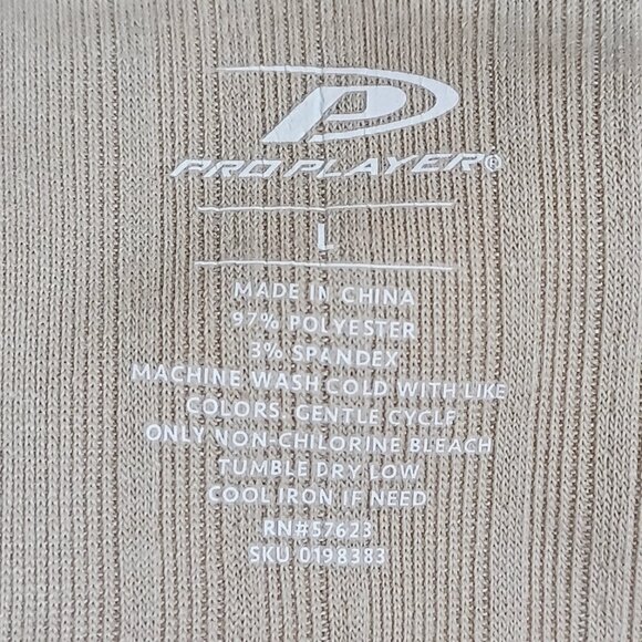 NWT Pro Player Ribbed Half Zip Long Sleeve Top Irish Cream Size Large - Picture 4 of 4